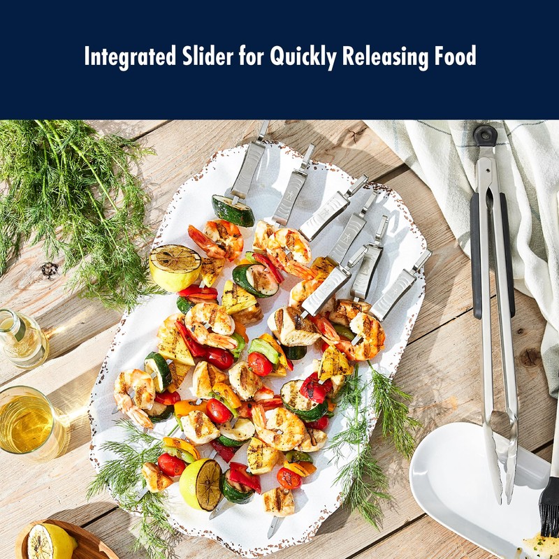 HENCKELS BBQ 10-pc Stainless Steel Skewer Set, Grilling Skewers with