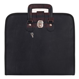 Masonic Regalia Black Faux Leather Soft Masonic Apron Carrying Case with Black Handle