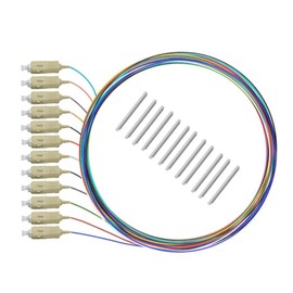 5er Link Technology 12 Strand Multi-Mode SC OM1 Fiber Optic Pigtails for Fusion Splicing. Includes 12 Fiber Optic Fusion Splice Protective Shrink Sleeves φ2.5-60 mm Long