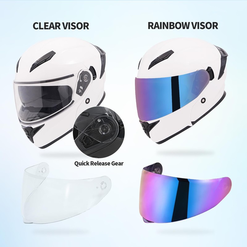 JQF Gear Modular Motorcycle Helmet Dual Visor Flip Up Full