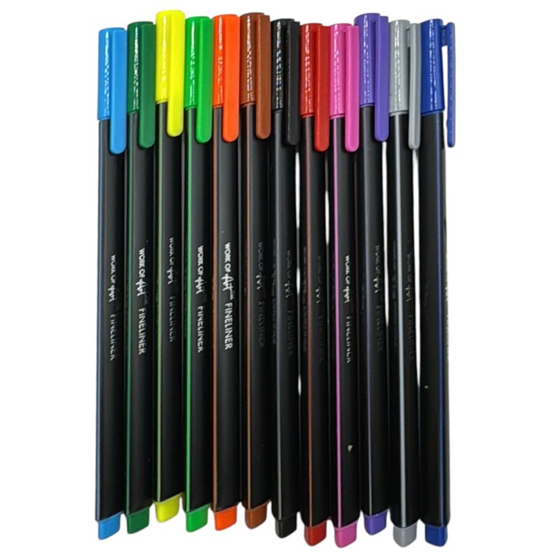 PaulStore Pack of 12 Coloured Fineliners Pens Fine Liner Drawing