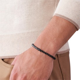 Fossil Men's Beaded Bracelet, Color: Smoke (Model: JF03008793)