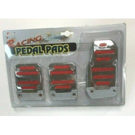 YSA 3PCS SET UNIVERSAL RED BRAKE GAS CLUTCH RACING PEDALS MANUAL TRANSMISSION 857 R