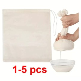 Unbranded 1-5 PCs Organic Cotton Nut Milk Bag Reusable Food Strainer Coffee Cheese Cloth - 2