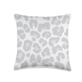 White Gray Print Leopard Cheetah Animal Print White Gray Leopard Cheetah Skin Print Pattern Throw Pillow, 16x16, Multicolor