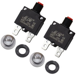 RKURCK 25 Amps Thermal Circuit Breakers 125/250V AC 32V DC Push Button Manual Reset Overload Protector Switch 25A 2 Pack with Transparent Cover