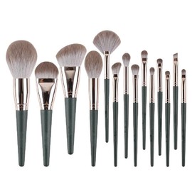 14 Pcs Makeup Brush Set Premium Synthetic Fiber Bristles Foundation Concealer Eyeshadow Blush Makeup Brush (Green)