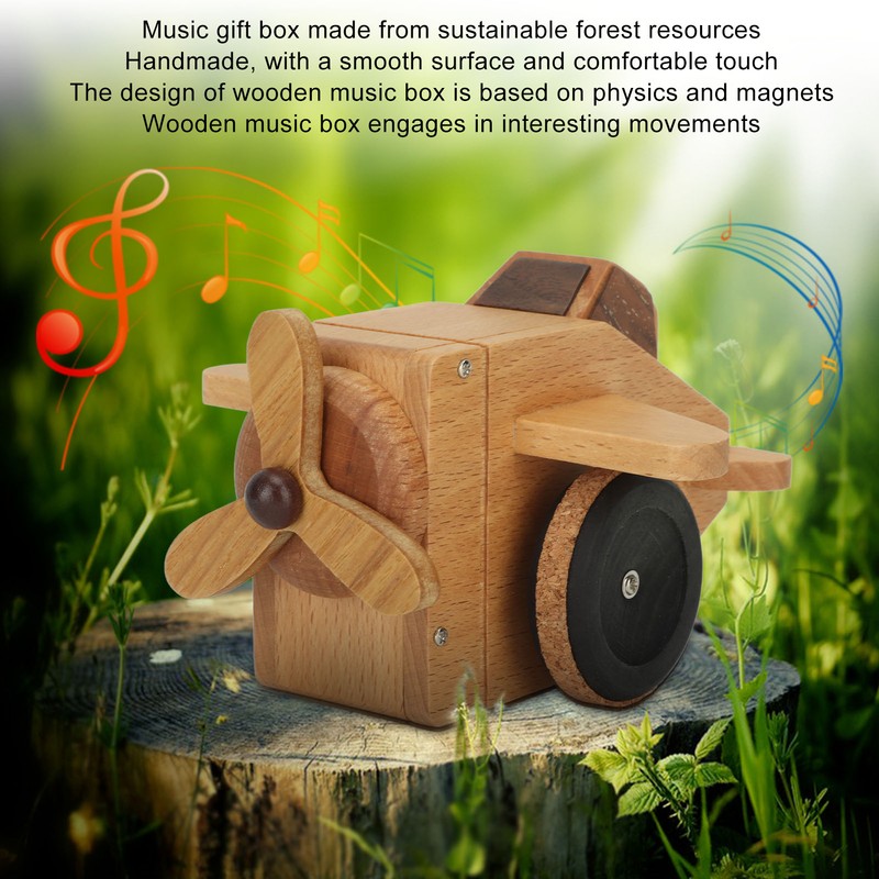 Fighter Music Box Aircraft Wood Craft Musical Box Birthday Christmas