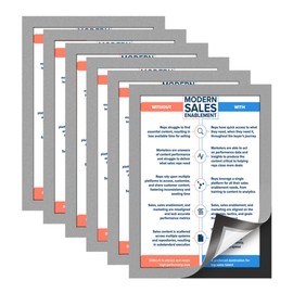 ZHIDIAN Document Sign Holder Pockets with Adhesive Back, Plastic Poster Picture Notice Display Frame for Window/Door/Wall/Cabinet, 8.5 x 11.6 Inches, Silver, 6 Pack