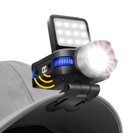 ISUNMEA Hard Hat Clip Lights, 800lm Rechargeable Clip on Cap Lights, 180° Adjustable Waterproof Bright Headlamp Flashlight Led Hat Light for Running, Fishing, Camping, Hunting, Working