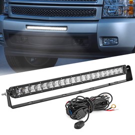 Mofun 22" 150W LED Light Bar Kit & Front Hidden Lower Bumper Mounting Brackets Compatible with Chevy Silverado 1500 2007-2013