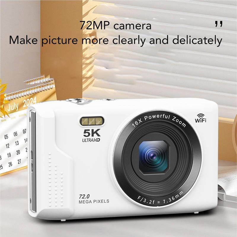 5K Digital Camera, WiFi 75MP Vlogging Cameras for YouTube, Compact