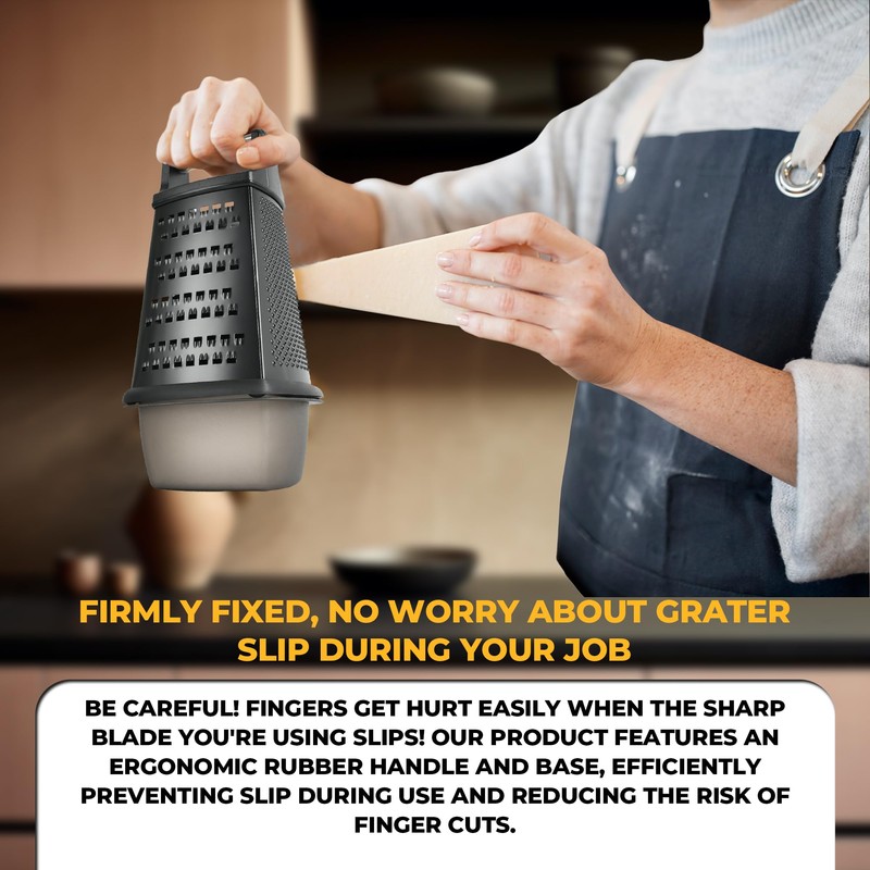 SWYSH Cheese Grater with Container Gourmet 4-Sided Stainless Steel Box