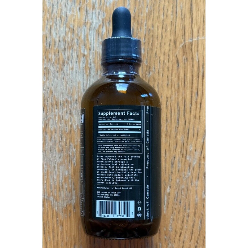 BASED Supplements Pine Pollen - 60 servings (120ml) 4oz Highest