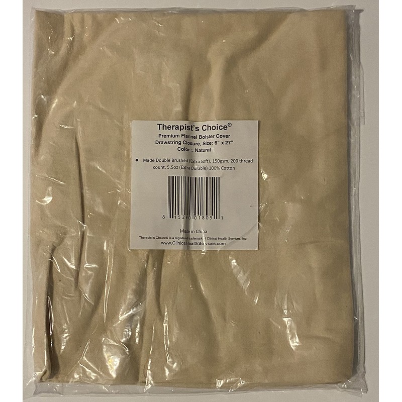 Therapist’s Choice Premium Flannel Bolster Cover with Drawstring Closure, Soft