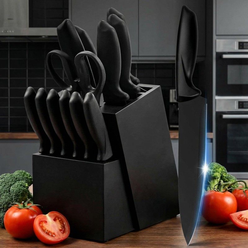 Knife Set, 16 Pieces Kitchen Knife Set with Block and