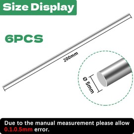 HXJDAM Pack of 6 Stainless Steel Rods, Stainless Steel Round Rods 5 mm x 200 mm, Metal Rods for Crafts, Round Rods 304 Stainless Steel Round Rods Metal Bar Steel for DIY Crafts Model Car Aeroplane