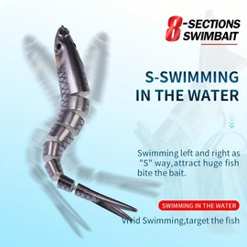 3/5 Pack Bionic Swimming Fishing Lures - Slow Sinking Glide & Swim Baits for Bass, Trout, Salmon, Pike, Crappie in Freshwater & Saltwater (3 Pcs)