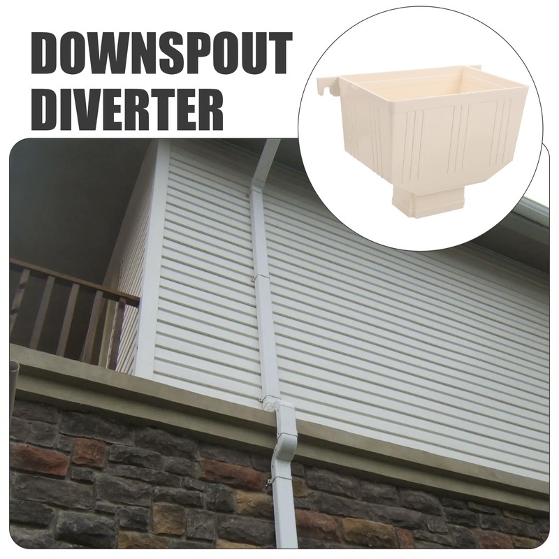 HOMSFOU Square PVC Downspout Adapter 9.25X6.29X5.31 Inches Rain Gutter Collector