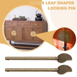 eMagTech Pack of 2 Retro Bronze Locking Pin Chinese Locking Pin Leaf Style Cabinet Key Latch Door Latch for Drawer Doors Wardrobe Doors Shoe Cabinets (11mm)