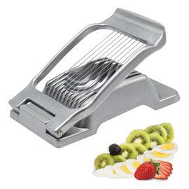 Egg Slicer, Metal Egg Slicer Cutter, Heavy Duty Aluminium Slicer, Multifunctional Egg Cutter, Heavy Duty Aluminium Slicer Aluminium Slicer for Boiled Eggs Dishwasher Safe 13,5 x 8 cm Silver