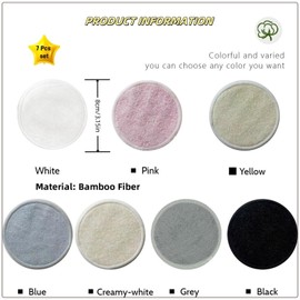 Reusable Makeup Remover Pads - 7 Pcs Soft Cotton Rounds for Face with Friendly Bamboo Fiber, Washable Makeup Remover Cloth for All Skin Types - Ideal for Facial Cleansing (7 Colour)