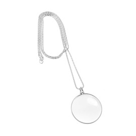 1 PCS Sliver Vintage 5 X Magnifier Monocle Glass Necklace, Magnification Lens Pendant, Portable Pocket Loupe Monocle for Reading,Crafts Needlework