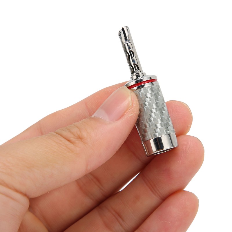 4pcs BFA Banana Plug Brass White Carbon Fiber Shell Speaker