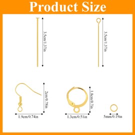 180pcs Leverback Hooks for Earring Making Iron Jewerly Findings Supplies Flat Head Pins for DIY Jewerly Making Earring Hooks Making Kit with Jump Rings