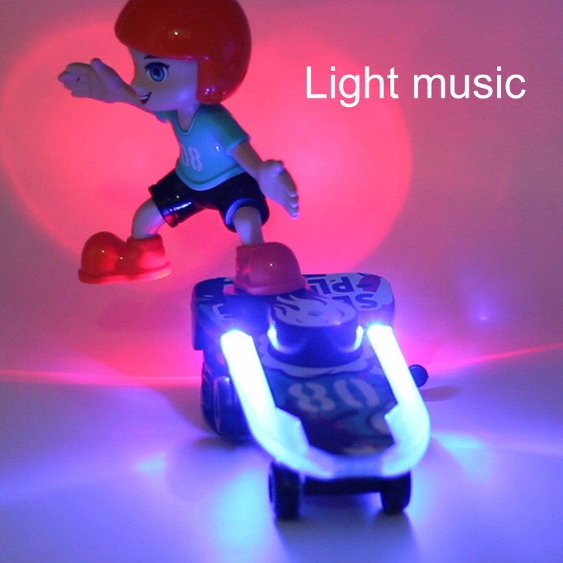 Children Electric Cartoon Scooter Toy Music Light 360° Rotation Stunt