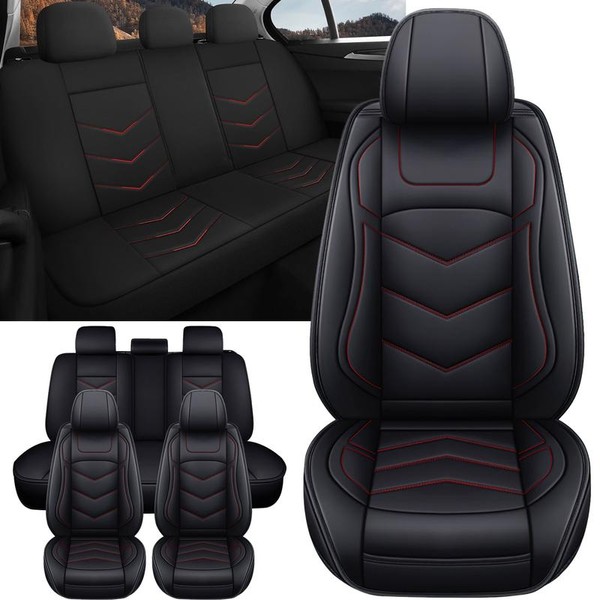 5 Car Seat Cover W/ Waterproof Leather Full Set Universal Fit For Most