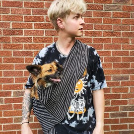 Dog Sling Carrier 100% Organic Cotton for Cats Too (Pinstripe)