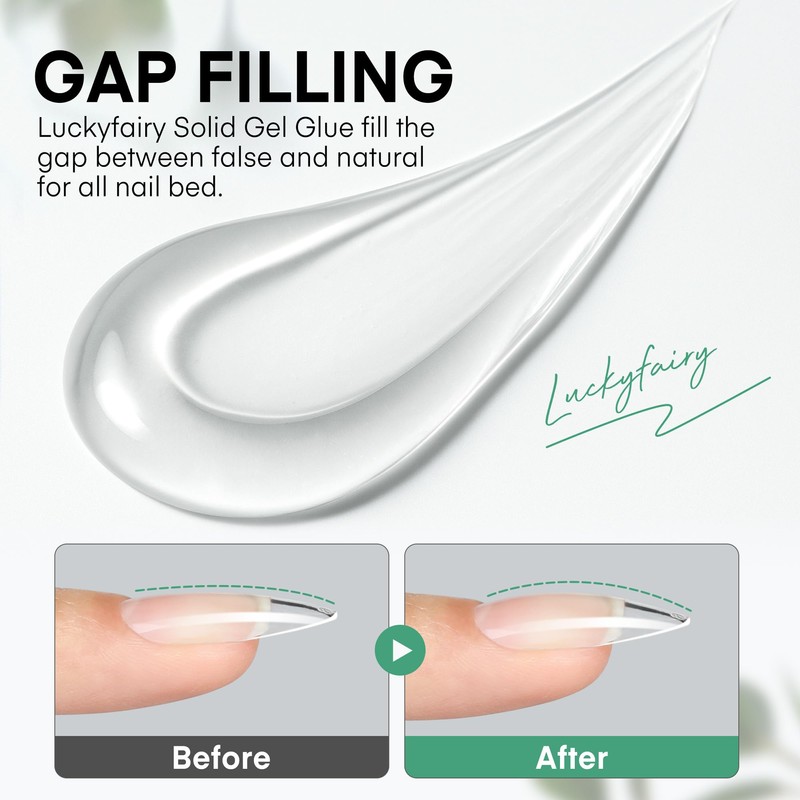Luckyfairy Nail Glue Gel for Nail Tips, Super Strong Solid