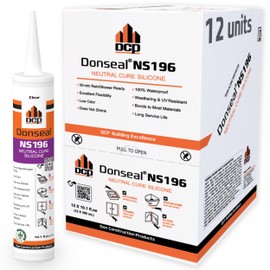 DCP Donseal NS196 Silicone Caulk Sealant 12-Pack - 100% Silicone Tube for All Conditions - Waterproof for Bathroom,Kitchen,Shower,Outdoor - Silicone for Bathtub and Window - 10.1 fl.oz.,12-Pack,Clear