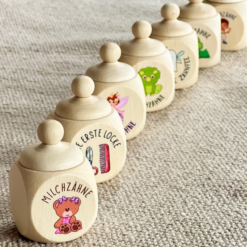 Spruchreif Wooden Milk Tooth Box with Lid and UV Print