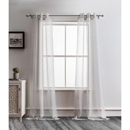 Dainty Home Ribbons 3D Embellished Lurex Designed 76" x 84" Window Curtain in Gray