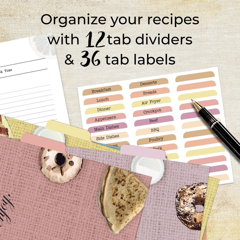 CraftSaints Recipe Binder 8.5x11, 3 Ring DIY Cookbook Kit 12
