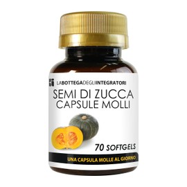 Kürbiskerne 70 Weichkapseln | Weichkapseln mit kaltgepresstem Öl, standardisiert an Omega 3, Omega 6 und Omega 9, Linolsäure und Ölsäure | 1 Weichkapsel täglich