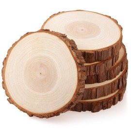 Fuyit Wood Slices 6 Pcs 15-16cm NO Hole Natural Unfinished Log Wooden Circles for Art Creation DIY Crafts Wedding Decorations Christmas Ornaments