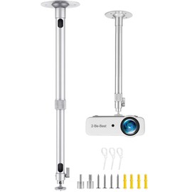 2-Be-Best Upgraded Long Projector Mount, Universal Extendable Projector Ceiling Mount Projectors Wall Mount 23-42 in / 58-105 CM 360° Adjustable Sliver High Profile Projectors Mount Silver High End