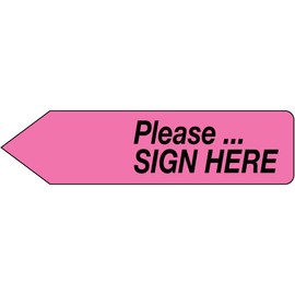 Spee-D-Point SDP-32 Flags and Tags,"Please.Sign Here", Removable, 9/16" x 2 1/4", Hot Pink (Pack of 150)