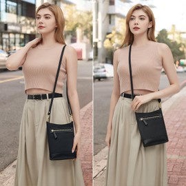 RONSIN Crossbody Bags for Women Small Zipper Purses Mulit Pocckets Shoulder Handbags with Adjustable Strap Shoulder Bags, 01- Black