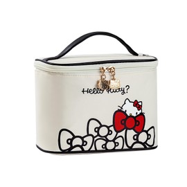 Vimanllie Makeup Bag Large Capacity Cosmetic Bag with Dedicated Brush Holder, Cute Printed Makeup Organizer for Women Traveling,Portable Toiletry Bag for Girls