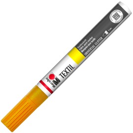 Marabu 01190003523 Textile Painter Glitter Orange 523, Line Width Approx. 3 mm, Fabric Paint Pen for Light and Dark Fabrics, Water-based, Soft Grip, Washable up to 40 °C After Fixation