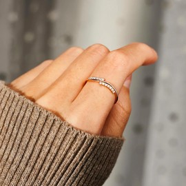 KIFUTENG 925 Sterling Silver Wave Rings for Women Cubic Zirconia Rings Trendy Inspirational Self Reminder Rings Jewelry Gifts To My Daughter Birthday Gifts for Mom from Daughter (Rose Gold, 9)