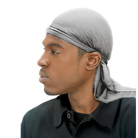 WAVEBUILDER Premium Stretch Durag for Smooth and Uniform Hair Waves, Light Gray