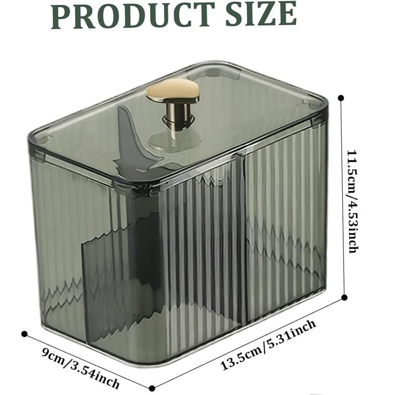 3 Grids Apothecary Jar Organizer, 1Pc 3-Section Cotton Ball Swabs