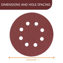 ZUYUEE 30PCS 125mm Sanding Discs 80 Grit,8-Hole Sand Paper,Sandpaper for Orbital Sanders