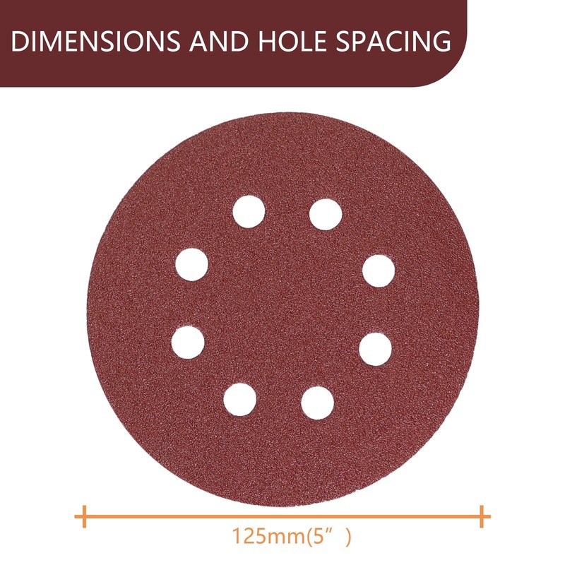 ZUYUEE 30PCS 125mm Sanding Discs 80 Grit,8-Hole Sand Paper,Sandpaper for