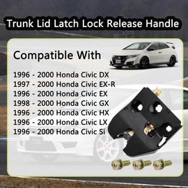 Trunk Latch Assembly Compatible with 1996-2000 Honda Civic DX EX HX LX Si,Trunk Lid Latch Lock Release Handle with 3 Screws Replace 74851-S01-A01, 74851S01A01